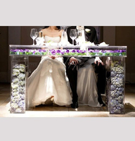 Décoration florale en acrylique transparent rectangulaire pour mariage, décoration d'événement, buffet de mariage, tables de dessert avec fleurs à l'intérieur
