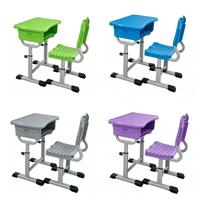 Ensemble de bureau et chaise réglables en hauteur pour les élèves du primaire, en plastique PP pour l'étude