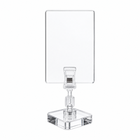 Support de menu en acrylique personnalisé avec pince, transparent, pour restaurant, support de carte de table, pince de présentation pour café, avec impression de logo OEM, base de présentation HD