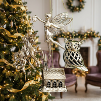 Pendentifs de Noël de qualité supérieure, directement fournis par l'usine, design ange et hibou doré champagne, décorations pour arbre de Noël