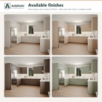 Meuble de cuisine classique en chêne blanc, aménagement en U, idéal pour projets d'appartements, avec boîtes en panneaux de particules et rangements coulissants