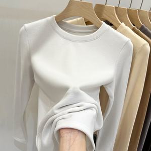 All'ingrosso taglie forti t-shirt da <span class=keywords><strong>donna</strong></span> a maniche lunghe in pile di velluto magliette invernali da <span class=keywords><strong>donna</strong></span> in <span class=keywords><strong>cotone</strong></span> - Product Image 3