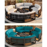 Ensemble de mobilier de jardin en métal noir 6 pièces avec table à foyer pour hôtels et villas