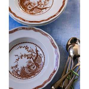 Ensemble de trois assiettes à dîner de luxe foncées avec décoration de caille Vaisselle personnalisable pour café - Product Image 1