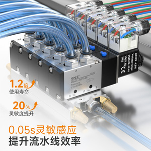 Válvula Solenoide Neumática 4V210-08, 220V, 2 Posiciones, 5 Vías, Tipo Aire, Uso Mecánico, Revestimiento de Goma - Product Image 3