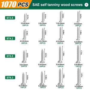 Stainless Steel Screw Set 1070Pcs Phillips Head Countersunk Self Tapping Cross Border Packaging - Product Image 5