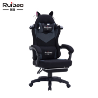 Fauteuil de Gaming Industriel en Gros avec Oreilles de Chat, Hauteur Réglable, Pivotant, Coussin en Tissu Confortable, Siège Ergonomique Inclinable de Type Racing