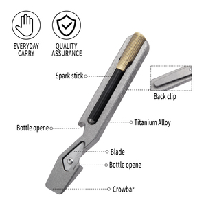 TGZUO Titanium Mini Pry <strong>Bar</strong> Multifunctional Crowbar Compact EDC <strong>Tool</strong> Quick Hanging Bottle Opener Wrench Bit - Product Image 2