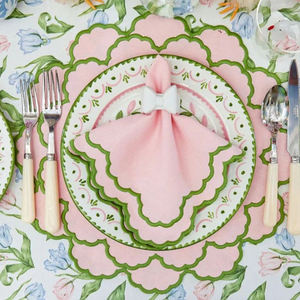 Manteles Individuales y Servilletas PMZW Verde Rosa Herme, Elegantes Manteles Individuales con Borde Festoneado - Product Image 5