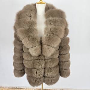 Cappotto da Donna <span class=keywords><strong>di</strong></span> Lusso Invernale Corto alla <span class=keywords><strong>Moda</strong></span> in Pelliccia con Collo <span class=keywords><strong>di</strong></span> Volpe Zibellino Monopetto Tinto Caldo Capospalla - Product Image 5