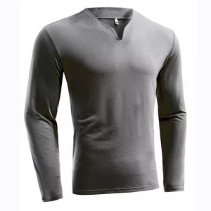 2025 <span class=keywords><strong>Amazon</strong></span> Export New Hot Selling Fitness Camiseta deportiva de gran tamaño para <span class=keywords><strong>hombre</strong></span> Elástico y cómodo de manga larga con cuello en V - Product Image 4