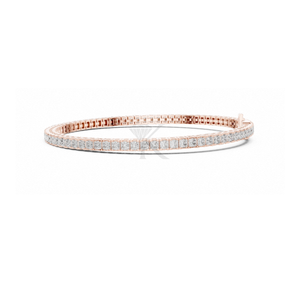 Pulsera de eternidad con diamantes cultivados en laboratorio de corte princesa clásico en oro amarillo de 14 quilates con cadena de eslabones cuadrados, elegante joyería fina para mujer. - Product Image 6