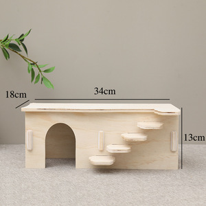 Juguete para Hámster, Casa de Madera Sostenible, Ecológica, Fácil de Limpiar, Multifuncional, Laberinto de Múltiples Habitaciones, Escalera, Casa de Dos Habitaciones con Forma de Árbol - Product Image 6