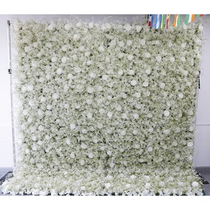 Panneau floral en soie enroulable de haute qualité 8x8, rose artificielle 3D 5D rose personnalisée pour décoration de mariage - Product Image 6