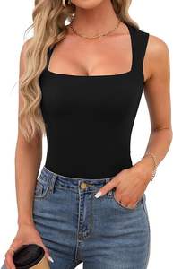 Hot Girl Outer Wear Camisole Vest Mulheres Verão Sem Mangas Off-ombro Praça Neck Thread Shoulder Strap Top Roupas Femininas - Product Image 6