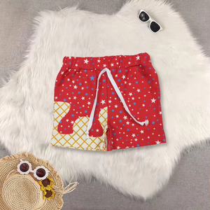 Nouvelle Arrivée Shorts Garçons Imprimé Gouttes de Crème en Soie de Lait Décontracté avec Cordon Élastique et Poches - Product Image 4