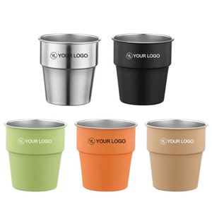Gobelet empilable en acier inoxydable 8 oz avec logo personnalisé, réutilisable, pour événements et cadeaux promotionnels - Product Image 1