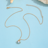 Collier pendentif en émail imitation perle coquille de palourde, chaîne à maillons plaquée or, réglable, thème océan, cadeau de bijoux pour femmes