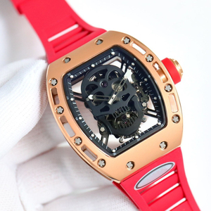Luxury Skull Skeleton Automatic <b>Watch</b> for Men Rose Gold Tonneau Mechanical Sports Wrist <b>Watch</b> - Product Image 3
