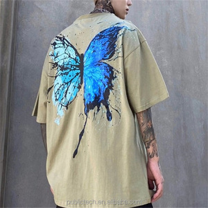 Ropa de calle de gran tamaño para hombre, Camiseta 100% de algodón con estampado personalizado DTG, hip hop, venta al por mayor - Product Image 3