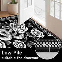 Tapis d'intérieur à poils ras en fausse fourrure cachemire, motif serpent et rose gothique, motif floral noir et blanc, style rétro bohème