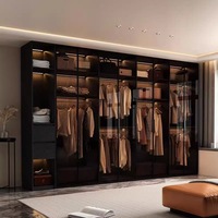 Meubles de chambre à coucher Elabor, design moderne, armoire de rangement en bois avec porte en verre sur mesure, dressing
