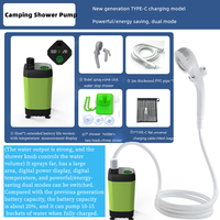 Kit de pompe de douche électrique intelligente portable 4500/6000/7800mAh, étanche IPX7, écologique, en plastique ABS, pour camping en plein air