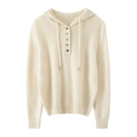 Sweat à capuche en laine d'alpaga à manches longues de couleur unie personnalisé pour femmes, pull à capuche en cachemire tricoté pour femmes