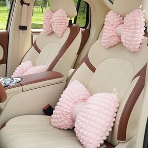 Coussin d'appui-tête de voiture en forme de U avec design en forme de nœud, soutien lombaire en fibre de polyester respirante pour femmes, utilisation estivale - Product Image 2
