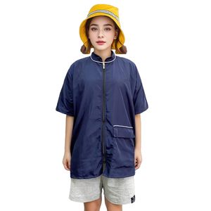 <span class=keywords><strong>M</strong></span>/L/XL ペットグルーマーオーバーオール ラペル付き ノンスティック サロン美容師用ラップ ジッパー付き 帯電防止 理髪店作業服 ガウン ユニフォーム - Product Image 5