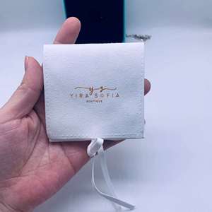 Luxury Custom Logo Microfiber Double Side Suede Gift Pouch for Necklace Earrings Deboss Print Jewelry Container - Product Image 4