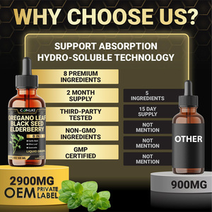 Suplemen Oregano 8 dalam 1 Tetes Cair Oregano dengan Minyak Biji Hitam, Elderberry, Bawang Putih, Daun Zaitun, <span class=keywords><strong>Quercetin</strong></span>, <span class=keywords><strong>Bromelain</strong></span>, Lada Hitam - Product Image 3