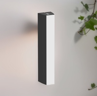 Appliques murales LED extérieures modernes en aluminium et polycarbonate, étanches, carrées, noires, avec réglage haut/bas