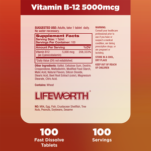 Integratore Organico in Compresse per Adulti Lifeworth OEM, Vitamina B12 Naturale per Migliorare l'Energia e l'Immunità, Personalizzabile - Product Image 6