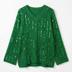 Suéter de Algodón para <span class=keywords><strong>Mujer</strong></span> al por Mayor, Color Sólido, Manga Larga, Tejido, Básico, Liso, Suave, Elegante - Product Image 1