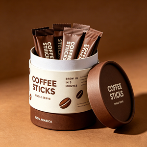 Tube en papier écologique, biodégradable et recyclable pour bâtonnets de café et grains de café |   Impression de logo personnalisé OEM - Product Image 2