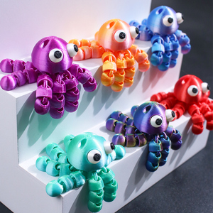 Llavero Colgante de Pulpo de Plástico Impreso en 3D de Venta Caliente Transfronterizo con Articulaciones Móviles, Adorno Todo en Uno para Venta al por Mayor - Product Image 3