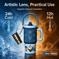 Gobelet isotherme en denim 30oz SIDE BY SIDE, design étoile 5D, en acier inoxydable, de luxe, sans BPA, anti-fuite, personnalisable OEM, vente en gros