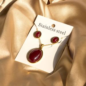 Dubai Bridal Jewelry <b>Set</b> Women Accessories <b>Gold</b> <b>Earrings</b> Necklace Stainless Steel Jewelry <b>Sets</b> - Product Image 1