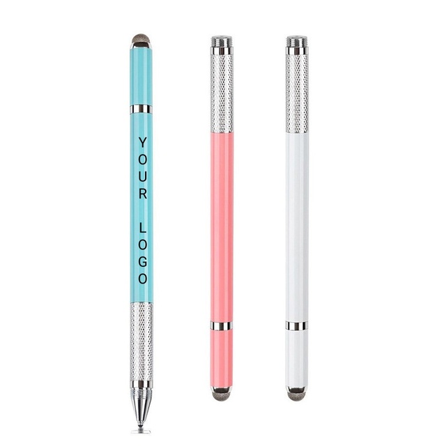 Custom Dual Tip Metal Active Capacitive Stylus Pen Precision Disc Mesh Tips Tilt Angle Sensing 2-in-1 Touch Pen for Mobile Phone