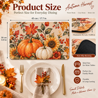 Nouveau Set de Table en Cuir Récolte d'Automne, Motif Citrouille et Feuille d'Érable, Antidérapant et Résistant à la Chaleur, pour Dîner en Famille, Thanksgiving et Décoration d'Automne à la Maison