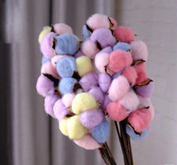 Fabrikpreis Weiße Künstliche Konservierte Baumwollkugel-Blume mit Stiel Dekorative Getrocknete Schöne Künstliche Baumwollblume