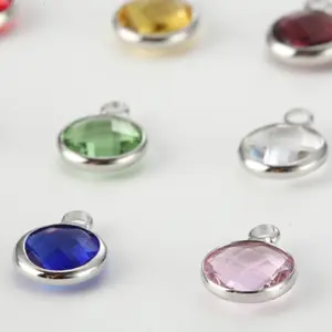 Customized DIY Fashion Jewelry Pendants & Charms with 9MM Birthstone and Rainbow Diamond Plated Accessories