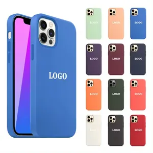 Capa de silicone líquido para celular, capa de microfibra original à prova de choque com logotipo personalizado para iphone 15 14 13 12 Plus Pro Max