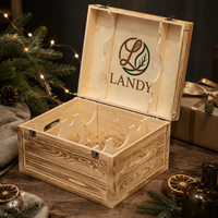 Caisse à vin en bois massif de qualité supérieure avec logo personnalisé, finition bois naturel, étui de transport pour spiritueux, pour la vente en gros aux vignobles