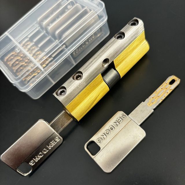 HONGWEI Euro Profile High Quality and Security Brass Mortise Door Cylinder Lock Gold 35-55mm 80mm Backset 7-Key