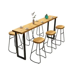 Hot Nordic Top Meubles Comptoir Simple Bar Cadre En Métal En Bois Massif En Fer Forgé Chaises Tabouret Table pour La Maison Bar À Vin Café