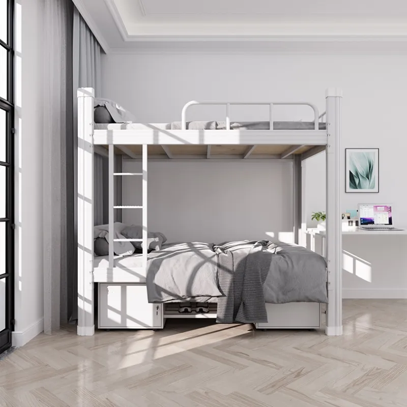 سرير بطابقين سهل التركيب في غرفة النوم للأطفال والكبار مع مكان للتخزين سرير معدني بطابقين للأطفال
