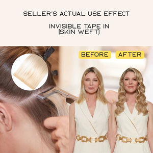 وصلات شعر طبيعية خام بتقنية الحقن ومحاذاة البشرة، وصلات شعر لاصقة غير مرئية وسلسة، أفضل نوعية - Product Image 4