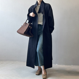 Nuovo Stile Primaverile <span class=keywords><strong>Trench</strong></span> Lungo <span class=keywords><strong>Monopetto</strong></span> da <span class=keywords><strong>Donna</strong></span> Cappotti Oversize alla Moda per Signora con Cintura - Product Image 4